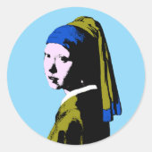 Sticker Rond Pop Art Girl Pearl Earring (Devant)