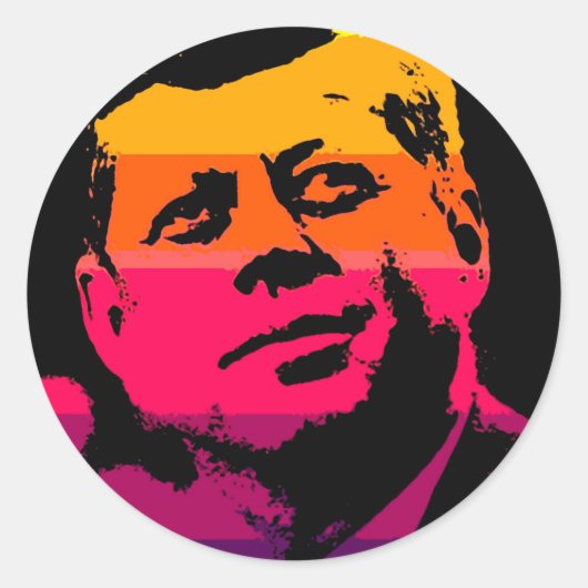 Sticker Rond Pop Art Jack JFK John F. Kennedy (Devant)