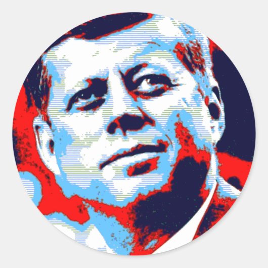 Sticker Rond Pop Art JFK John F. Kennedy Red Blue (Devant)