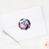 Sticker Rond Pop Art JFK John F. Kennedy Red Blue (Enveloppe)