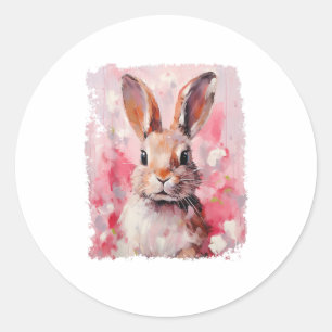 Sticker Rond Pop Art Lapin Coloré Lapin Rose