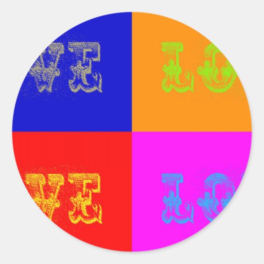 Sticker Rond Pop Art Love (Devant)