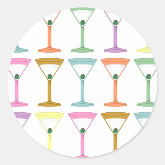 Sticker Rond Pop Art Martinis (Devant)