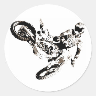 Sticker Rond Pop Art Motocross Motorcyle Sport