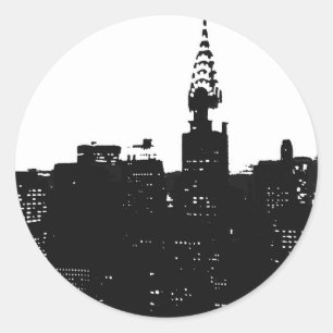 Sticker Rond Pop Art New York Silhouette