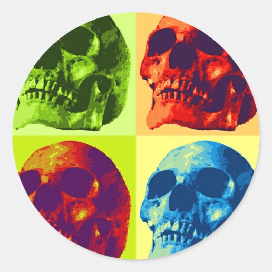 Sticker Rond Pop Art Skull (Devant)