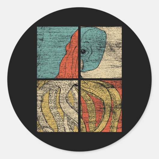 Sticker Rond Pop Art Squid Octopus (Devant)