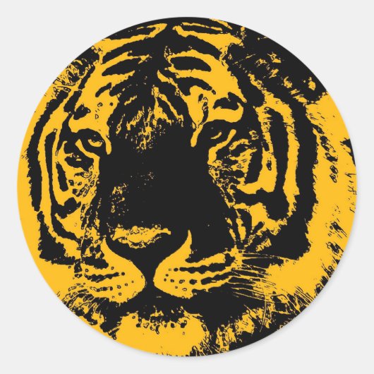 Sticker Rond Pop Art Tiger (Devant)