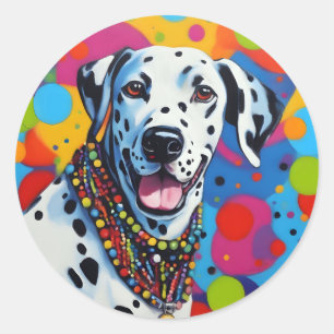 Sticker Rond Pop Art Vibrant Dalmatie