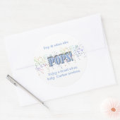 Sticker Rond Pop It ! Bleu, Baby shower, Vin, Champagne (Enveloppe)