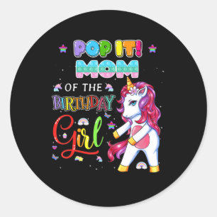 Sticker Rond Pop It Maman of the Birthday Girl Fidget Family Ma