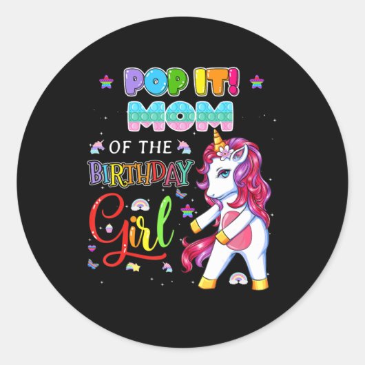 Sticker Rond Pop It Maman of the Birthday Girl Fidget Family Ma (Devant)