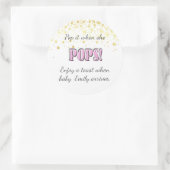 Sticker Rond Pop It ! Rose, Baby shower, Vin, Champagne, (Sac)