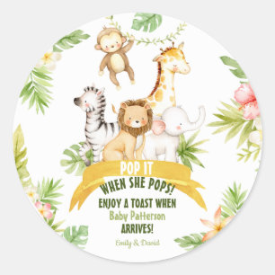 Sticker Rond Pop it When she Pop Safari Animaux