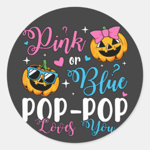 Sticker Rond Pop-Pop Rose Ou Bleu Aime Votre Bébé Citrouille