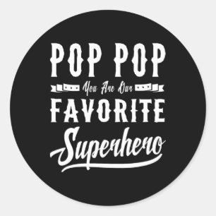 Sticker Rond Pop Pop Superhero Fête des pères Cadeaux Papa Gran