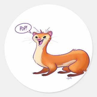 Sticker Rond POP PREND LE WEASEL par Jeff Willis Art