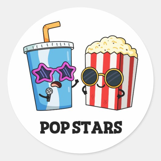 Sticker Rond Pop Stars Funny Snack Pun (Devant)