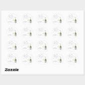 Sticker Rond Pop the Champagne Bridal shower (Feuille)