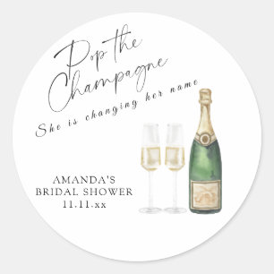 Sticker Rond Pop the Champagne Bridal shower