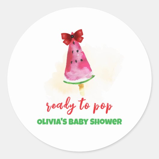 Sticker Rond Popcicle Prêt À Pop Ice Crème Baby shower (Devant)
