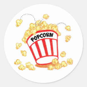 Sticker Rond Popcorn