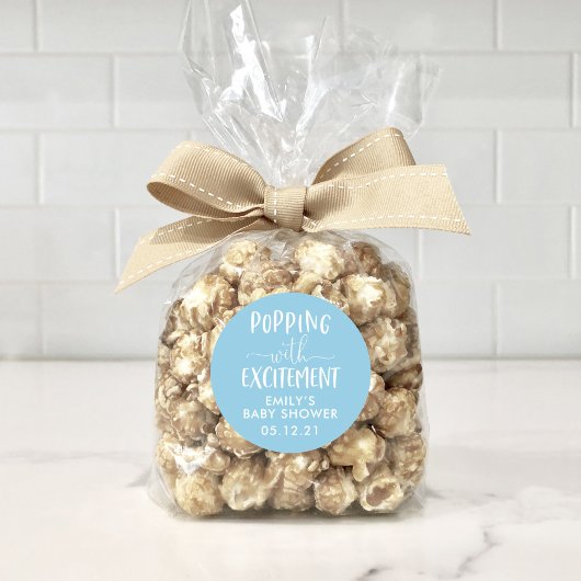 Sticker Rond Popcorn Baby shower Popping avec enthousiasme Favo