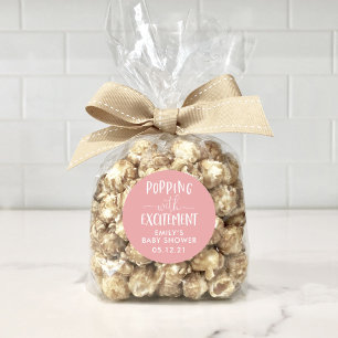 Sticker Rond Popcorn Baby shower Popping avec enthousiasme Favo