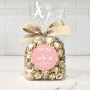 Sticker Rond Popcorn Baby shower Popping avec enthousiasme Favo