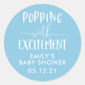 Sticker Rond Popcorn Baby shower Popping avec enthousiasme Favo (Devant)