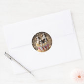 Sticker Rond Popcorn Cavalier Spaniel Chiots, (Enveloppe)