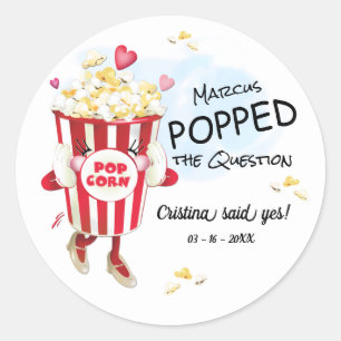 Sticker Rond Popcorn de Proposition de Mariage