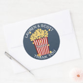 Sticker Rond Popcorn Navy bleu et blanc (Enveloppe)