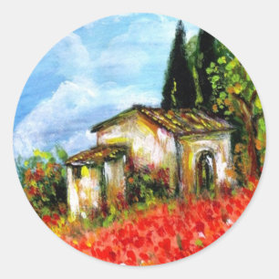 STICKER ROND POPIES EN TOSCANE