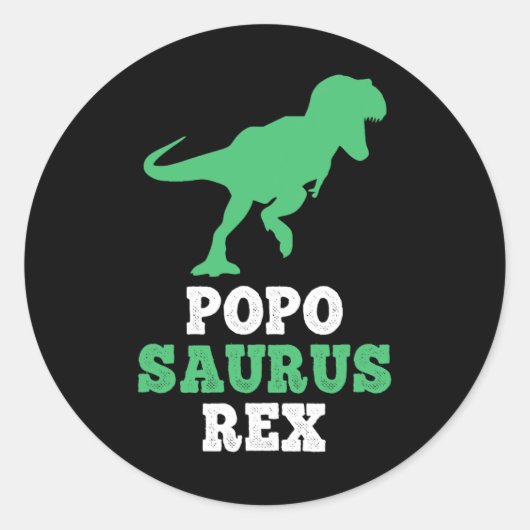 Sticker Rond Popo-saurus Rex Dino Dinosaur Poposaurus Drôle (Devant)