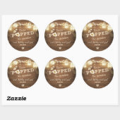 Sticker Rond Popped the Question Fiançailles Mariage Popcorn (Feuille)