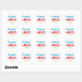 Sticker Rond Poppi aime mes t-shirts et cadeaux (Feuille)