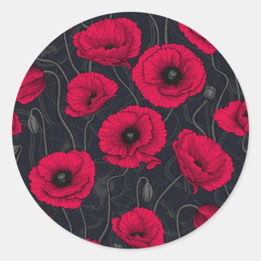 Sticker Rond Poppies rouges (Devant)