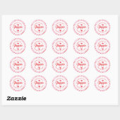 Sticker Rond Poppin Valentine's Day Pink and Red Stripe (Feuille)
