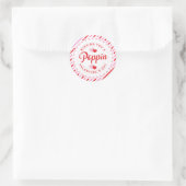 Sticker Rond Poppin Valentine's Day Pink and Red Stripe (Sac)