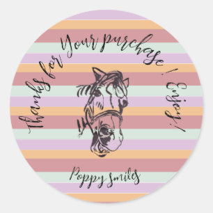 Sticker Rond Poppy sourit des bonbons rayés