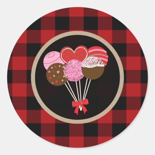Sticker Rond Pops de gâteau de la Saint-Valentin Cakepops Carre (Devant)