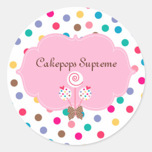Sticker Rond Pops de gâteaux Pois Coeur rose
