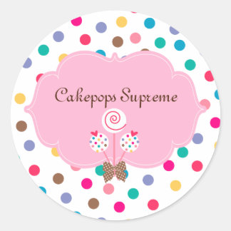 Sticker Rond Pops de gâteaux Pois Coeur rose