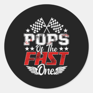 Sticker Rond Pops Du Fast One First Birthday Racing Car Fam