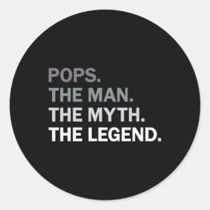 Sticker Rond Pops Man Myth Légende Grand-père Fête des pères An