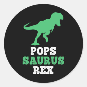 Sticker Rond Pops-saurus Rex Dino Dinosaure Popssaurus Drôle
