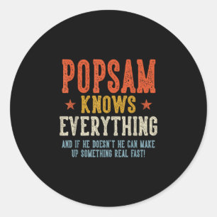 Sticker Rond Popsam sait tout fête des pères rétro vintage