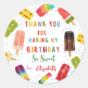 Sticker Rond Popsicle Anniversaire Fête Favoriser