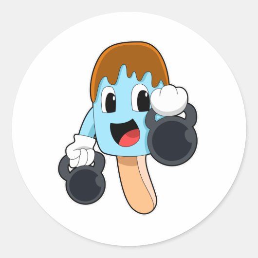 Sticker Rond Popsicle at Strength entraînement avec Dumbbells (Devant)